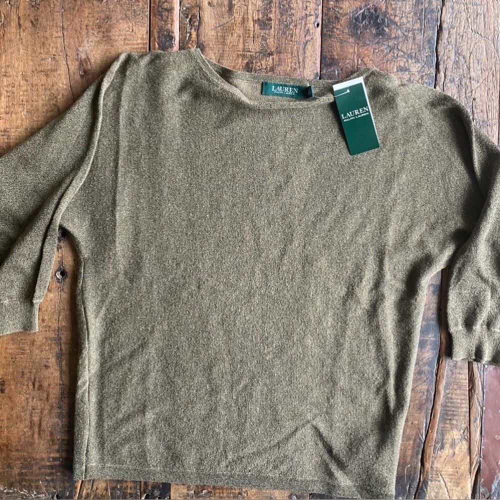 NWT Ralph Lauren Farm Olive Sweater w/gold flecks